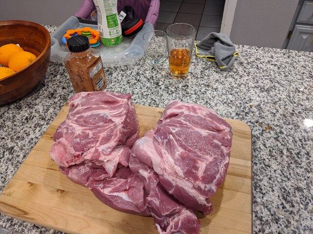 Raw pork, on a cutting board